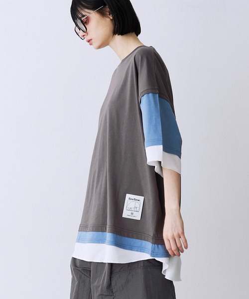 SeeSew（シーソー）の「【UNISEX】THREE LAYER TEE/スリーレイヤードTシャツ（Tシャツ/カットソー・メンズ・グレー/ブルー/ブラック・M/L）」の21枚目の写真