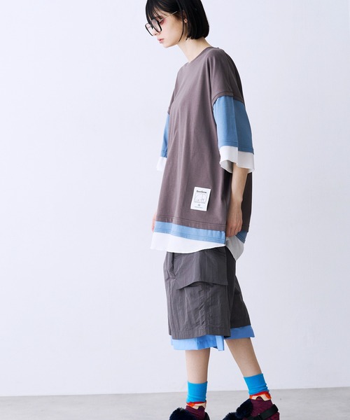 SeeSew（シーソー）の「【UNISEX】THREE LAYER TEE/スリーレイヤードTシャツ（Tシャツ/カットソー・メンズ・グレー/ブルー/ブラック・M/L）」の20枚目の写真