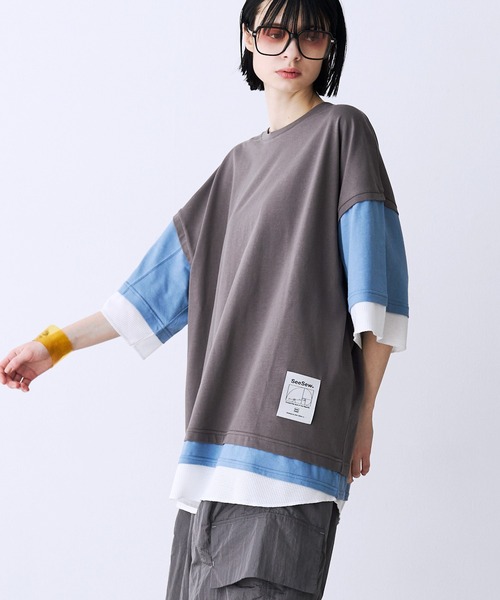 SeeSew（シーソー）の「【UNISEX】THREE LAYER TEE/スリーレイヤードTシャツ（Tシャツ/カットソー・メンズ・グレー/ブルー/ブラック・M/L）」の16枚目の写真
