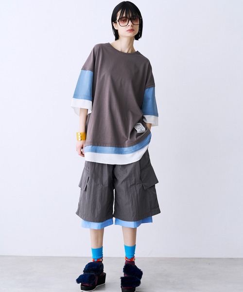 SeeSew（シーソー）の「【UNISEX】THREE LAYER TEE/スリーレイヤードTシャツ（Tシャツ/カットソー・メンズ・グレー/ブルー/ブラック・M/L）」の14枚目の写真