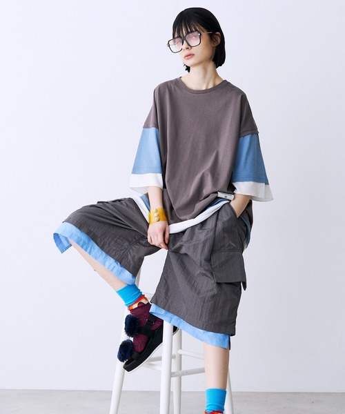 SeeSew（シーソー）の「【UNISEX】THREE LAYER TEE/スリーレイヤードTシャツ（Tシャツ/カットソー・メンズ・グレー/ブルー/ブラック・M/L）」の15枚目の写真