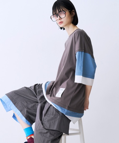 SeeSew（シーソー）の「【UNISEX】THREE LAYER TEE/スリーレイヤードTシャツ（Tシャツ/カットソー・メンズ・グレー/ブルー/ブラック・M/L）」の17枚目の写真