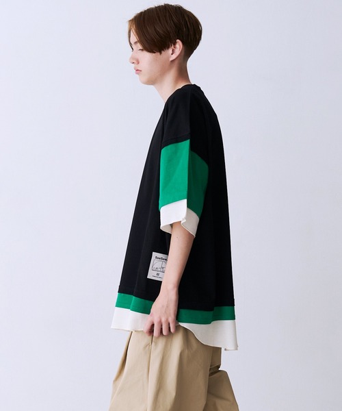 SeeSew（シーソー）の「【UNISEX】THREE LAYER TEE/スリーレイヤードTシャツ（Tシャツ/カットソー・メンズ・グレー/ブルー/ブラック・M/L）」の7枚目の写真