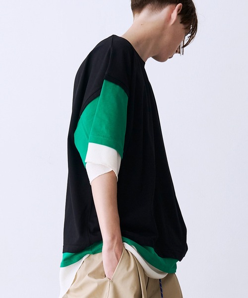 SeeSew（シーソー）の「【UNISEX】THREE LAYER TEE/スリーレイヤードTシャツ（Tシャツ/カットソー・メンズ・グレー/ブルー/ブラック・M/L）」の8枚目の写真