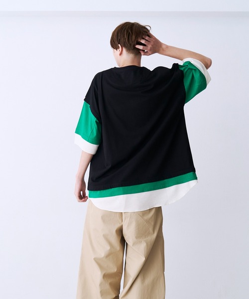 SeeSew（シーソー）の「【UNISEX】THREE LAYER TEE/スリーレイヤードTシャツ（Tシャツ/カットソー・メンズ・グレー/ブルー/ブラック・M/L）」の9枚目の写真