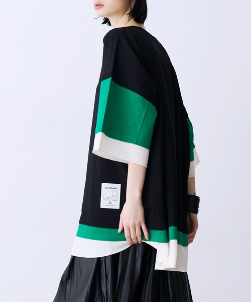 SeeSew（シーソー）の「【UNISEX】THREE LAYER TEE/スリーレイヤードTシャツ（Tシャツ/カットソー・メンズ・グレー/ブルー/ブラック・M/L）」の13枚目の写真