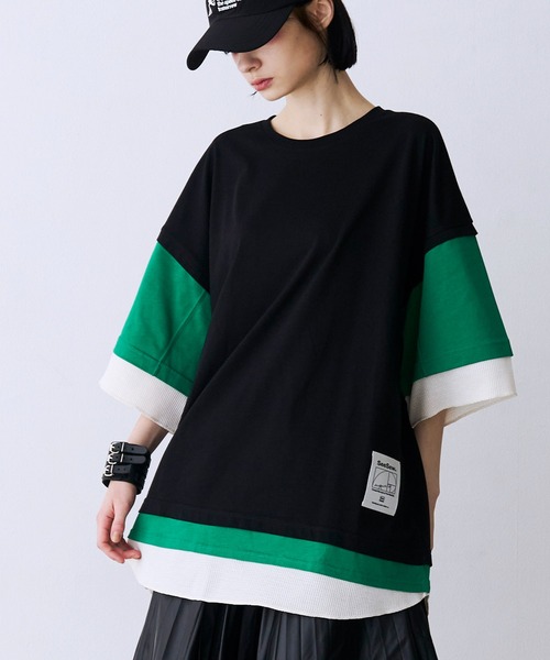 SeeSew（シーソー）の「【UNISEX】THREE LAYER TEE/スリーレイヤードTシャツ（Tシャツ/カットソー・メンズ・グレー/ブルー/ブラック・M/L）」の12枚目の写真