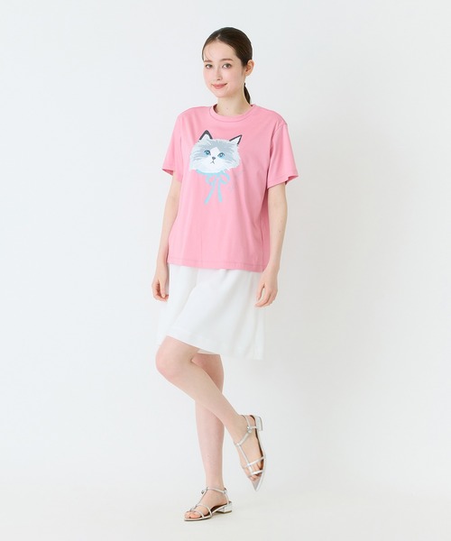 Jolly Poupee(ジョリープッペ)の「ネコプリント半袖Tシャツ(Tシャツ/カットソー・レディース・ブラック/オフホワイト/ピンク・42/46/38)」の15枚目の写真