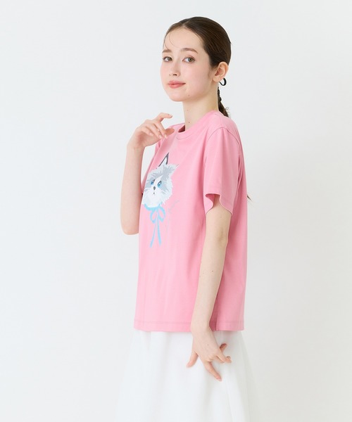 Jolly Poupee(ジョリープッペ)の「ネコプリント半袖Tシャツ(Tシャツ/カットソー・レディース・ブラック/オフホワイト/ピンク・42/46/38)」の16枚目の写真