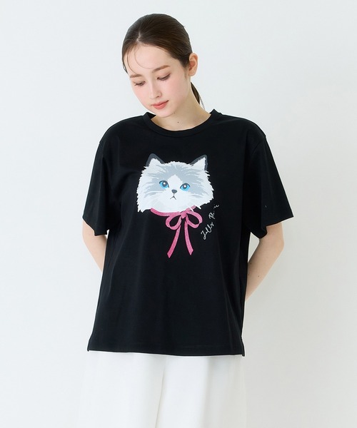 Jolly Poupee(ジョリープッペ)の「ネコプリント半袖Tシャツ(Tシャツ/カットソー・レディース・ブラック/オフホワイト/ピンク・42/46/38)」の19枚目の写真