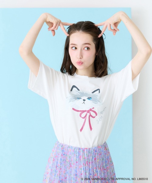 Jolly Poupee(ジョリープッペ)の「ネコプリント半袖Tシャツ(Tシャツ/カットソー・レディース・ブラック/オフホワイト/ピンク・42/46/38)」の7枚目の写真