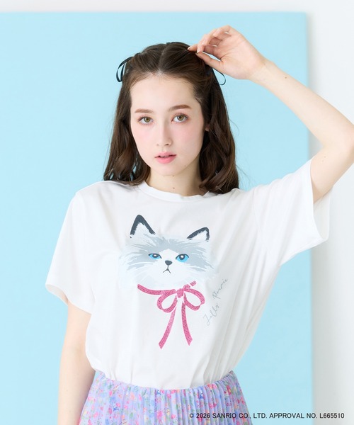 Jolly Poupee(ジョリープッペ)の「ネコプリント半袖Tシャツ(Tシャツ/カットソー・レディース・ブラック/オフホワイト/ピンク・42/46/38)」の9枚目の写真