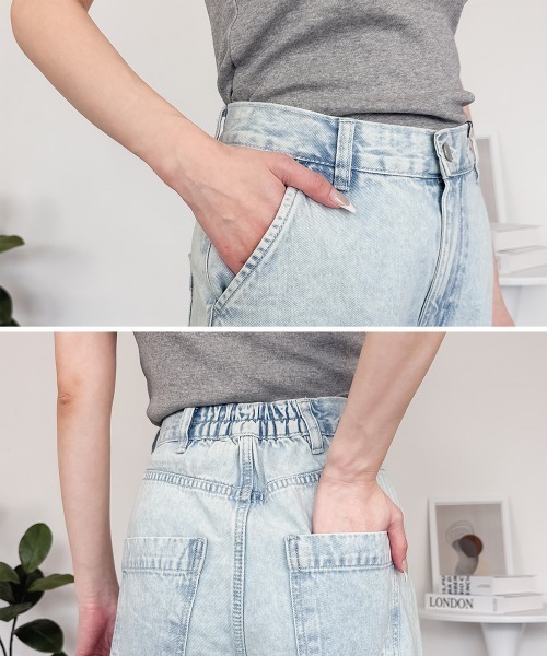 RCD（アールシーディー）の「ロールアップフリンジデニム（デニムパンツ・レディース・サックスブルー/ネイビー/ダークネイビー/ブルー・L/M/LL）」の6枚目の写真