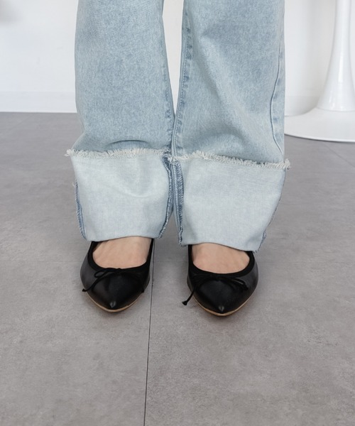 RCD（アールシーディー）の「ロールアップフリンジデニム（デニムパンツ・レディース・サックスブルー/ネイビー/ダークネイビー/ブルー・L/M/LL）」の12枚目の写真