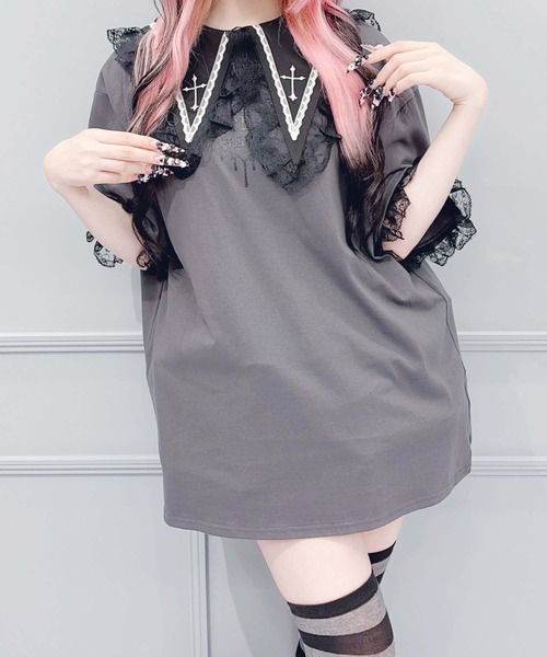 セール】クロス刺繍襟ロンT（Tシャツ/カットソー）｜MA*RS（アメーバー 