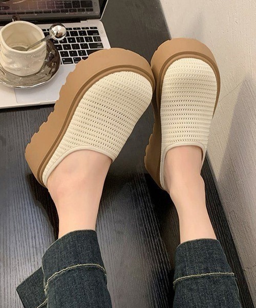 Miniministore(ミニミニストア)の「厚底サボサンダル ニットメッシュミュール(サンダル・レディース・アイボリー/ライトブラウン・24.5cm/24.0cm/23.5cm/23.0cm/22.5cm)」の4枚目の写真