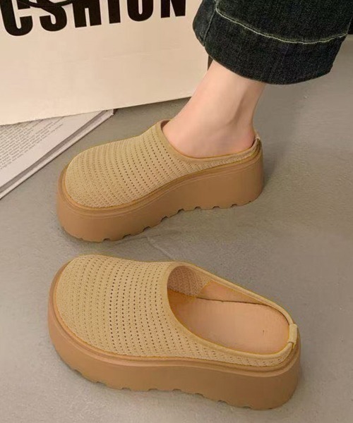 Miniministore(ミニミニストア)の「厚底サボサンダル ニットメッシュミュール(サンダル・レディース・アイボリー/ライトブラウン・24.5cm/24.0cm/23.5cm/23.0cm/22.5cm)」の10枚目の写真