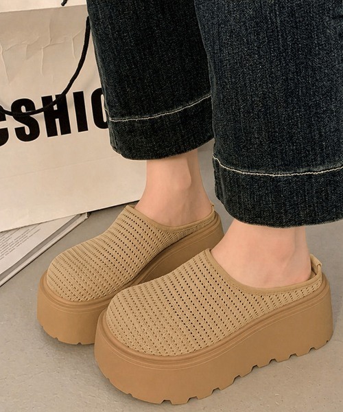 Miniministore(ミニミニストア)の「厚底サボサンダル ニットメッシュミュール(サンダル・レディース・アイボリー/ライトブラウン・24.5cm/24.0cm/23.5cm/23.0cm/22.5cm)」の11枚目の写真