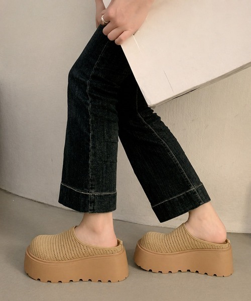 Miniministore(ミニミニストア)の「厚底サボサンダル ニットメッシュミュール(サンダル・レディース・アイボリー/ライトブラウン・24.5cm/24.0cm/23.5cm/23.0cm/22.5cm)」の13枚目の写真