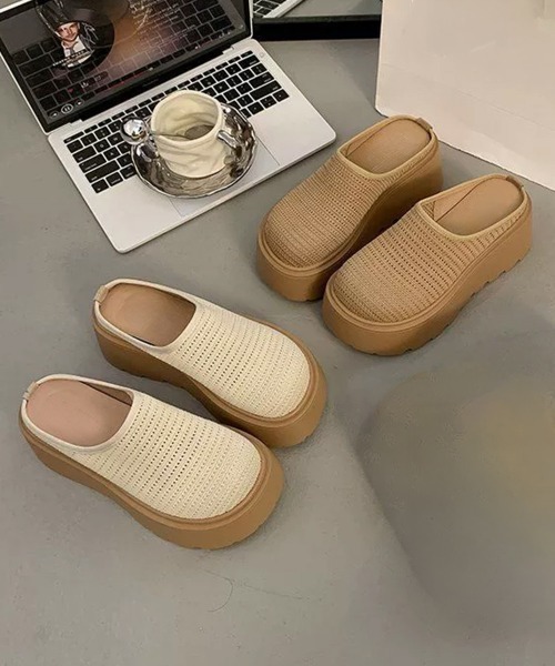 Miniministore(ミニミニストア)の「厚底サボサンダル ニットメッシュミュール(サンダル・レディース・アイボリー/ライトブラウン・24.5cm/24.0cm/23.5cm/23.0cm/22.5cm)」の17枚目の写真