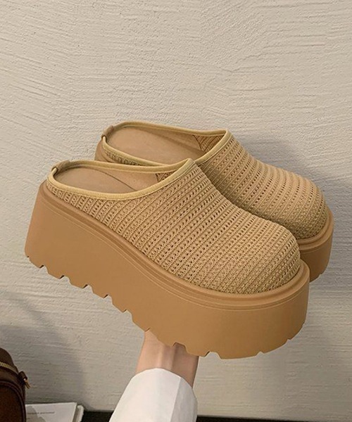 Miniministore(ミニミニストア)の「厚底サボサンダル ニットメッシュミュール(サンダル・レディース・アイボリー/ライトブラウン・24.5cm/24.0cm/23.5cm/23.0cm/22.5cm)」の18枚目の写真
