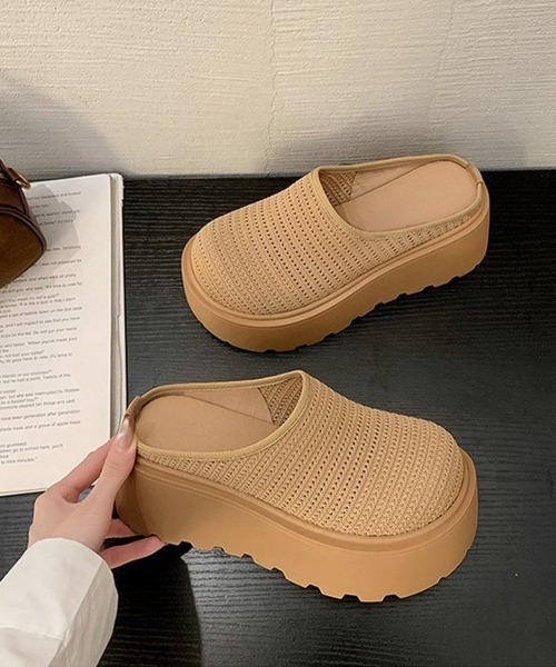 Miniministore(ミニミニストア)の「厚底サボサンダル ニットメッシュミュール(サンダル・レディース・アイボリー/ライトブラウン・24.5cm/24.0cm/23.5cm/23.0cm/22.5cm)」の19枚目の写真
