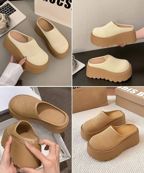 Miniministore(ミニミニストア)の「厚底サボサンダル ニットメッシュミュール(サンダル・レディース・アイボリー/ライトブラウン・24.5cm/24.0cm/23.5cm/23.0cm/22.5cm)」の20枚目の写真