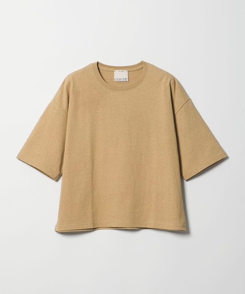 conte(コンテ)の「<conte>ビッグ クルーネックTシャツ(Tシャツ/カットソー・レディース・ベージュ/ダークブラウン/ホワイト・FREE)」の3枚目の写真