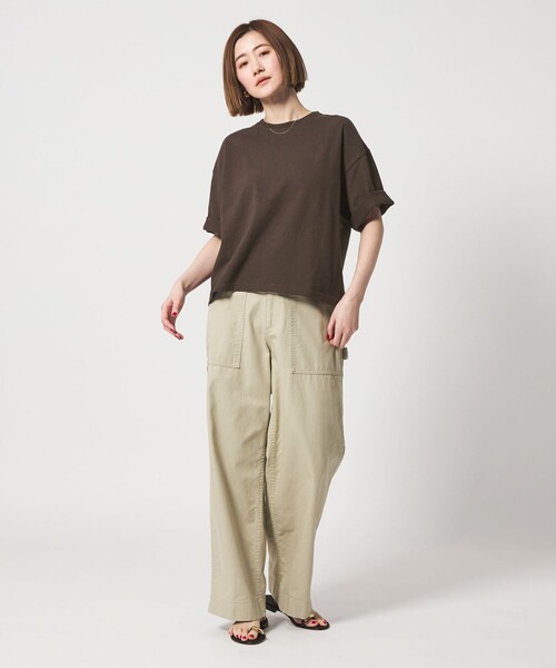 conte(コンテ)の「<conte>ビッグ クルーネックTシャツ(Tシャツ/カットソー・レディース・ベージュ/ダークブラウン/ホワイト・FREE)」の11枚目の写真