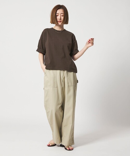 conte(コンテ)の「<conte>ビッグ クルーネックTシャツ(Tシャツ/カットソー・レディース・ベージュ/ダークブラウン/ホワイト・FREE)」の10枚目の写真