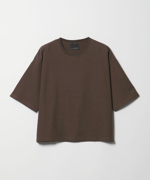 conte(コンテ)の「<conte>ビッグ クルーネックTシャツ(Tシャツ/カットソー・レディース・ベージュ/ダークブラウン/ホワイト・FREE)」の4枚目の写真