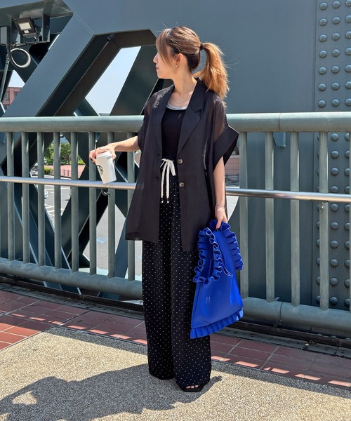 ISOOK（アイスー）の「【ISOOK / アイスー】シアーハーフスリーブジャケット / 半袖 テーラードジャケット オーバーサイズ ビッグシルエット ルーズ丈 シアートップス シースルー 羽織り ZOZOTOWN限定（テーラードジャケット・レディース・ブラウン/アイボリー/ブラック・FREE）」の22枚目の写真