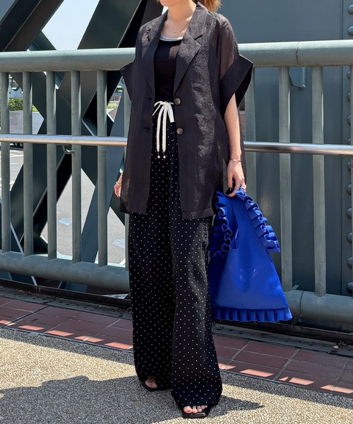 ISOOK（アイスー）の「【ISOOK / アイスー】シアーハーフスリーブジャケット / 半袖 テーラードジャケット オーバーサイズ ビッグシルエット ルーズ丈 シアートップス シースルー 羽織り ZOZOTOWN限定（テーラードジャケット・レディース・ブラウン/アイボリー/ブラック・FREE）」の13枚目の写真