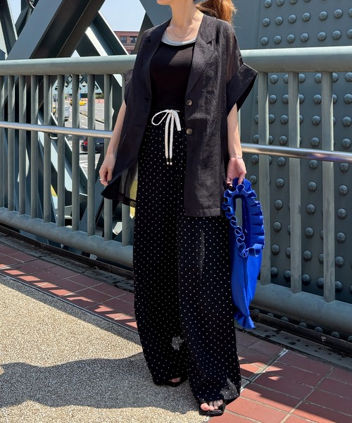 ISOOK（アイスー）の「【ISOOK / アイスー】シアーハーフスリーブジャケット / 半袖 テーラードジャケット オーバーサイズ ビッグシルエット ルーズ丈 シアートップス シースルー 羽織り ZOZOTOWN限定（テーラードジャケット・レディース・ブラウン/アイボリー/ブラック・FREE）」の18枚目の写真