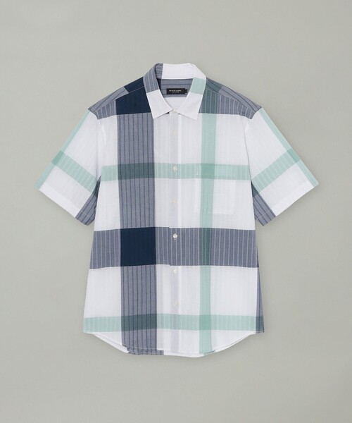 BLACK LABEL CRESTBRIDGE(ブラックレーベル・クレストブリッジ)の「パナマサッカーチェックハーフスリーブシャツ(シャツ/ブラウス・メンズ・オフホワイト/ネイビー・XL/L/M/S)」の7枚目の写真