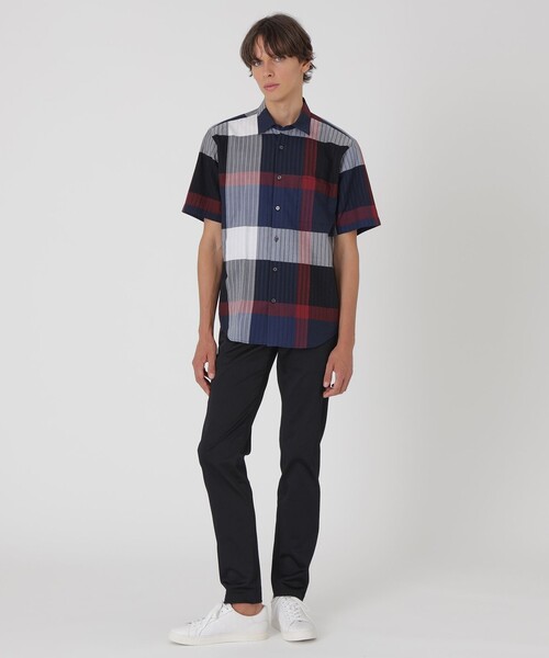 BLACK LABEL CRESTBRIDGE(ブラックレーベル・クレストブリッジ)の「パナマサッカーチェックハーフスリーブシャツ(シャツ/ブラウス・メンズ・オフホワイト/ネイビー・XL/L/M/S)」の6枚目の写真