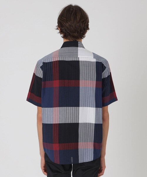 BLACK LABEL CRESTBRIDGE(ブラックレーベル・クレストブリッジ)の「パナマサッカーチェックハーフスリーブシャツ(シャツ/ブラウス・メンズ・オフホワイト/ネイビー・XL/L/M/S)」の4枚目の写真