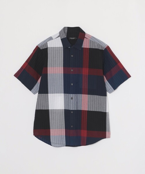 BLACK LABEL CRESTBRIDGE(ブラックレーベル・クレストブリッジ)の「パナマサッカーチェックハーフスリーブシャツ(シャツ/ブラウス・メンズ・オフホワイト/ネイビー・XL/L/M/S)」の3枚目の写真