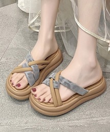 厚底 ミュールサンダル クロスベルト夏靴