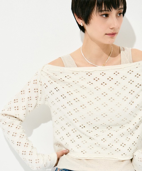 RhodolirioN（ロドリリオン）の「[RhodolirioN/ロドリリオン]Two-Ways Spencer Basque Shirt - Cutwork（Tシャツ/カットソー・レディース・ブラック/ホワイト・FREE）」の2枚目の写真