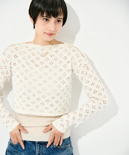 RhodolirioN（ロドリリオン）の「[RhodolirioN/ロドリリオン]Two-Ways Spencer Basque Shirt - Cutwork（Tシャツ/カットソー・レディース・ブラック/ホワイト・FREE）」の5枚目の写真