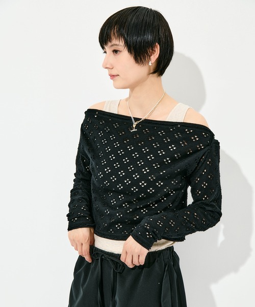 RhodolirioN（ロドリリオン）の「[RhodolirioN/ロドリリオン]Two-Ways Spencer Basque Shirt - Cutwork（Tシャツ/カットソー・レディース・ブラック/ホワイト・FREE）」の12枚目の写真