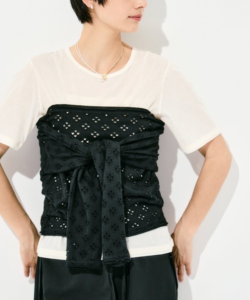 RhodolirioN（ロドリリオン）の「[RhodolirioN/ロドリリオン]Two-Ways Spencer Basque Shirt - Cutwork（Tシャツ/カットソー・レディース・ブラック/ホワイト・FREE）」の18枚目の写真