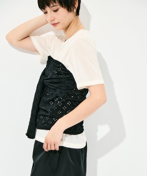 RhodolirioN（ロドリリオン）の「[RhodolirioN/ロドリリオン]Two-Ways Spencer Basque Shirt - Cutwork（Tシャツ/カットソー・レディース・ブラック/ホワイト・FREE）」の19枚目の写真