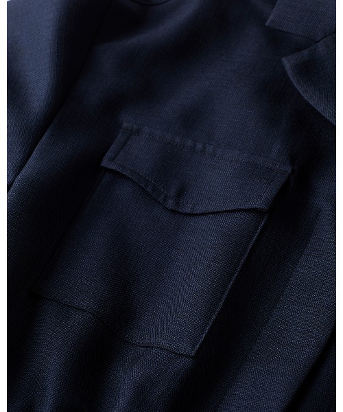 DoCLASSE( ドゥクラッセ)の「ブッチャー織り・ポケットシャツワンピ(ワンピース・レディース・ダークネイビー/ブラウン・11/9)」の6枚目の写真