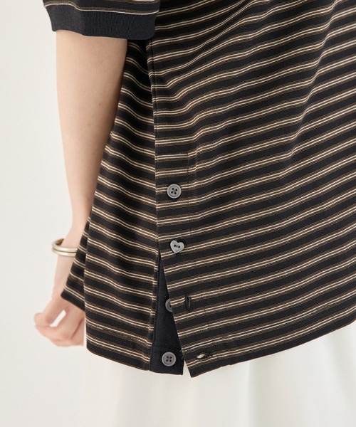 ONCILY(オンシェリー)の「SIGNATURE SIDE BUTTON BORDER TEE / シグネチャーサイドボタンボーダーTシャツ(Tシャツ/カットソー・メンズ・オフホワイト/ブラック/アイボリー・SMALL/MEDIUM/LARGE)」の11枚目の写真