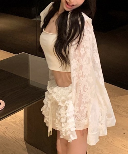 AVYL(アヴィル)の「レースシアーショートジップパーカー(パーカー・レディース・ホワイト・M)」の8枚目の写真