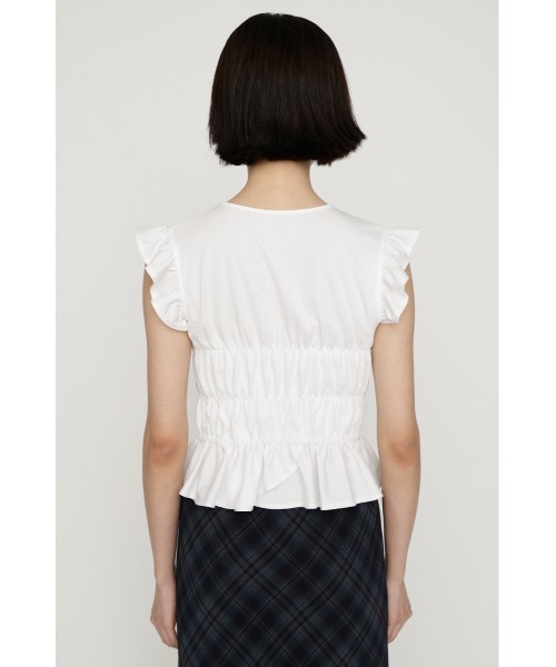 SLY（スライ）の「ASYMMETRY SHIRRING TOPS アシンメトリーシャーリングトップス 夏服 秋服（シャツ/ブラウス・レディース・ブラウン/ホワイト/スモークピンク/ブラック・FREE）」の10枚目の写真