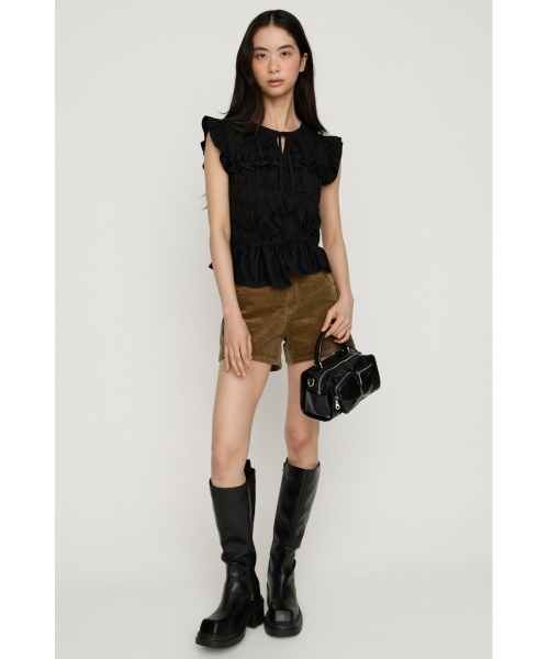SLY（スライ）の「ASYMMETRY SHIRRING TOPS アシンメトリーシャーリングトップス 夏服 秋服（シャツ/ブラウス・レディース・ブラウン/ホワイト/スモークピンク/ブラック・FREE）」の16枚目の写真