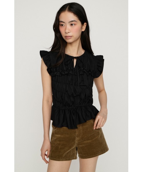 SLY（スライ）の「ASYMMETRY SHIRRING TOPS アシンメトリーシャーリングトップス 夏服 秋服（シャツ/ブラウス・レディース・ブラウン/ホワイト/スモークピンク/ブラック・FREE）」の17枚目の写真